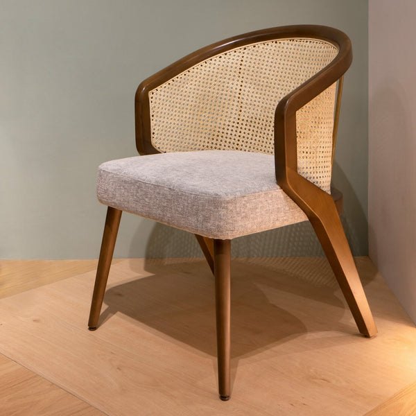 Classic chair made of wood with woven seat