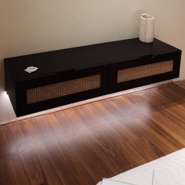 Sleek black Dresser with arabesque drawers